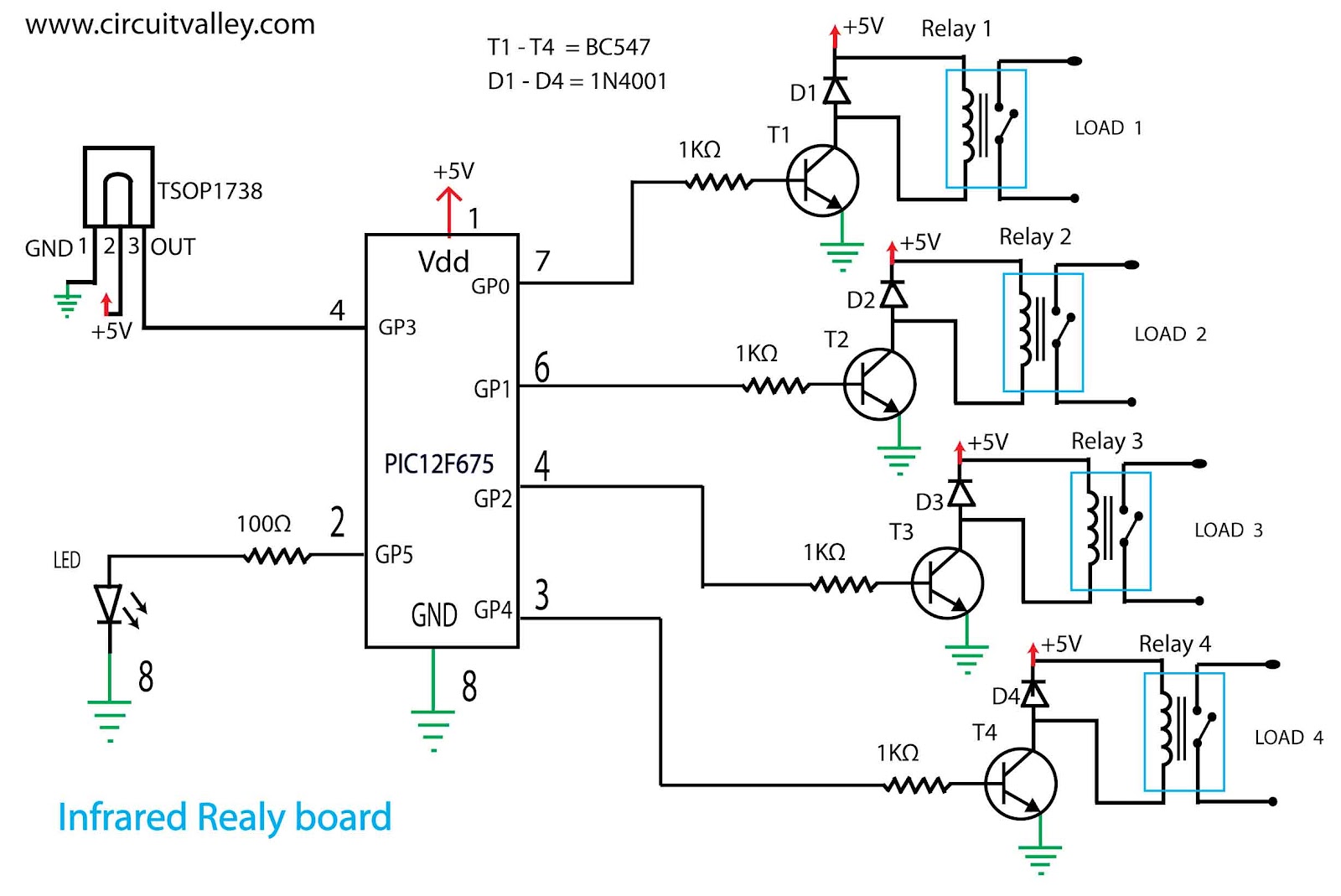 Microcontroller Projects: IR(infrared) Remote Control ... ceiling fan remote receiver wiring diagram 