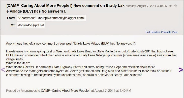 The Brady Lake Village reject cops are NOT liked no matter where they go.