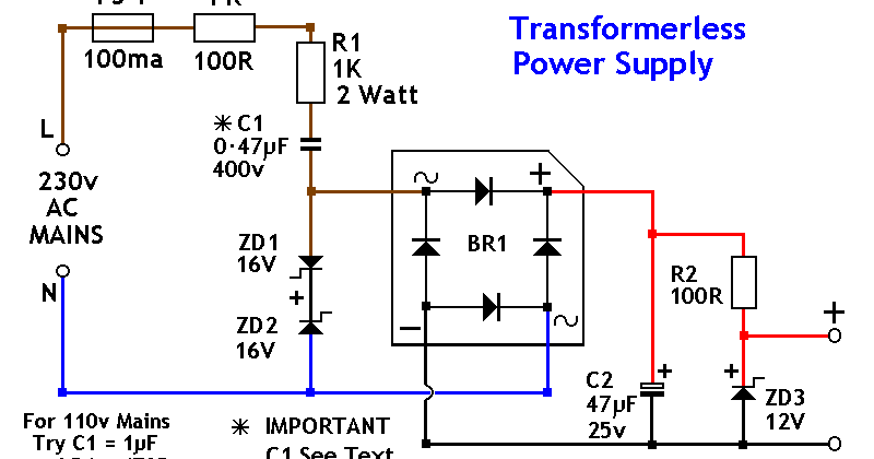 Sekema Rangkain Dasar Cara Membuat Power Supply 12V