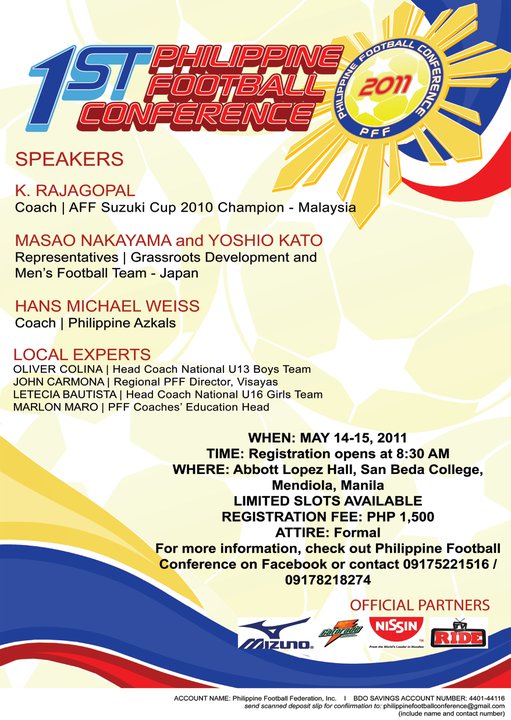 Join the First Philippine Football Conference- May 14 and 15, 2011 ...