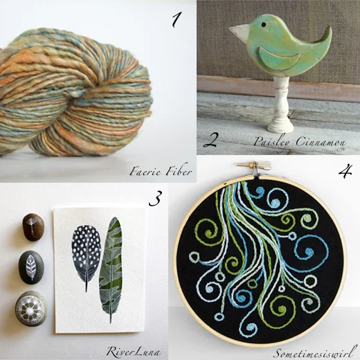 Artisanal wool, wood bird, plume illustration, embroidery- selection by Chez Violette