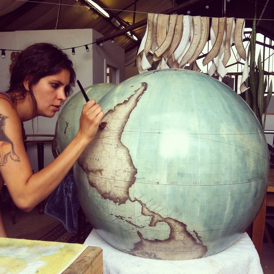 Painting final details - One Of The World’s Last Remaining Globe-Makers That Use The Ancient Art Of Making Globes By Hand Painting final details - One Of The World’s Last Remaining Globe-Makers That Use The Ancient Art Of Making Globes By Hand