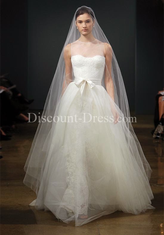  Sheath Sheer Floor Length Attached Reembroidered Lace/ Tulle #Wedding #Dress