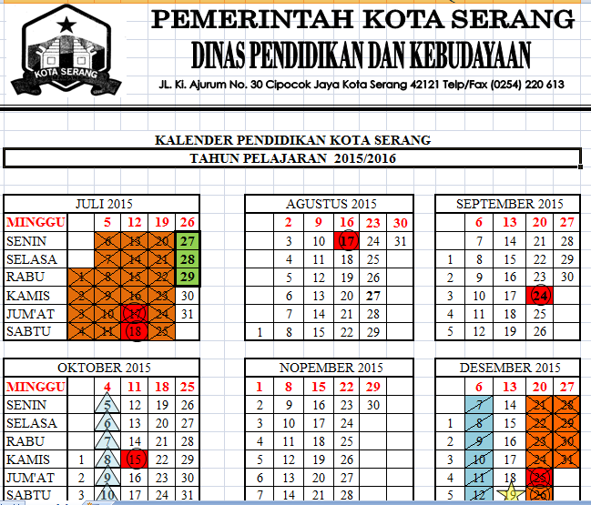 Download Kalender Pendidikan Tahun Pelajaran 2015 2016 Kota Serang Smp Informatika Kota Serang The Future School