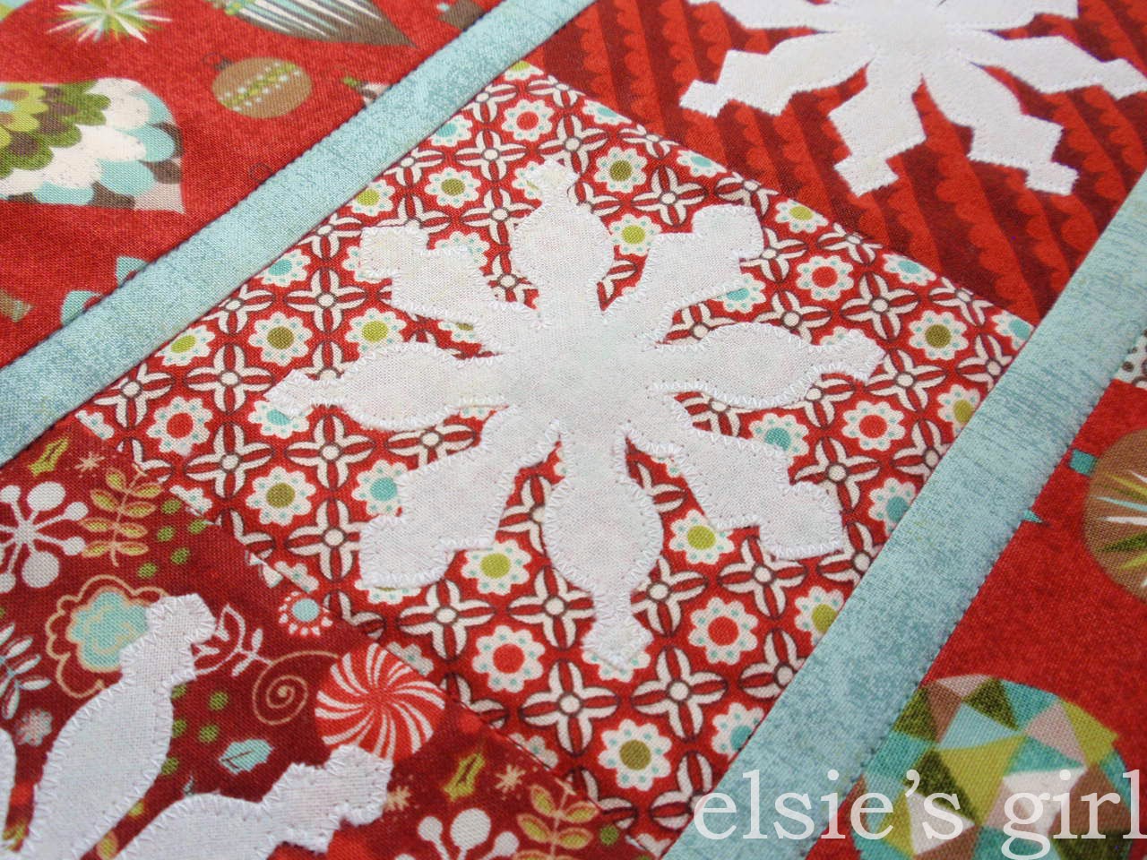 elsie's girl snowflake applique pillows