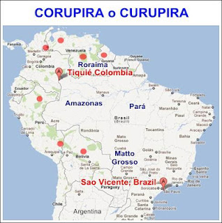 map showing distribution of Korupira ape man
