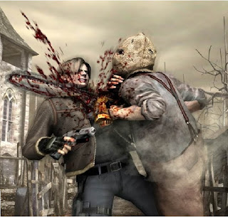neck pain, leatherface, leon kennedy, that hurts, bloody