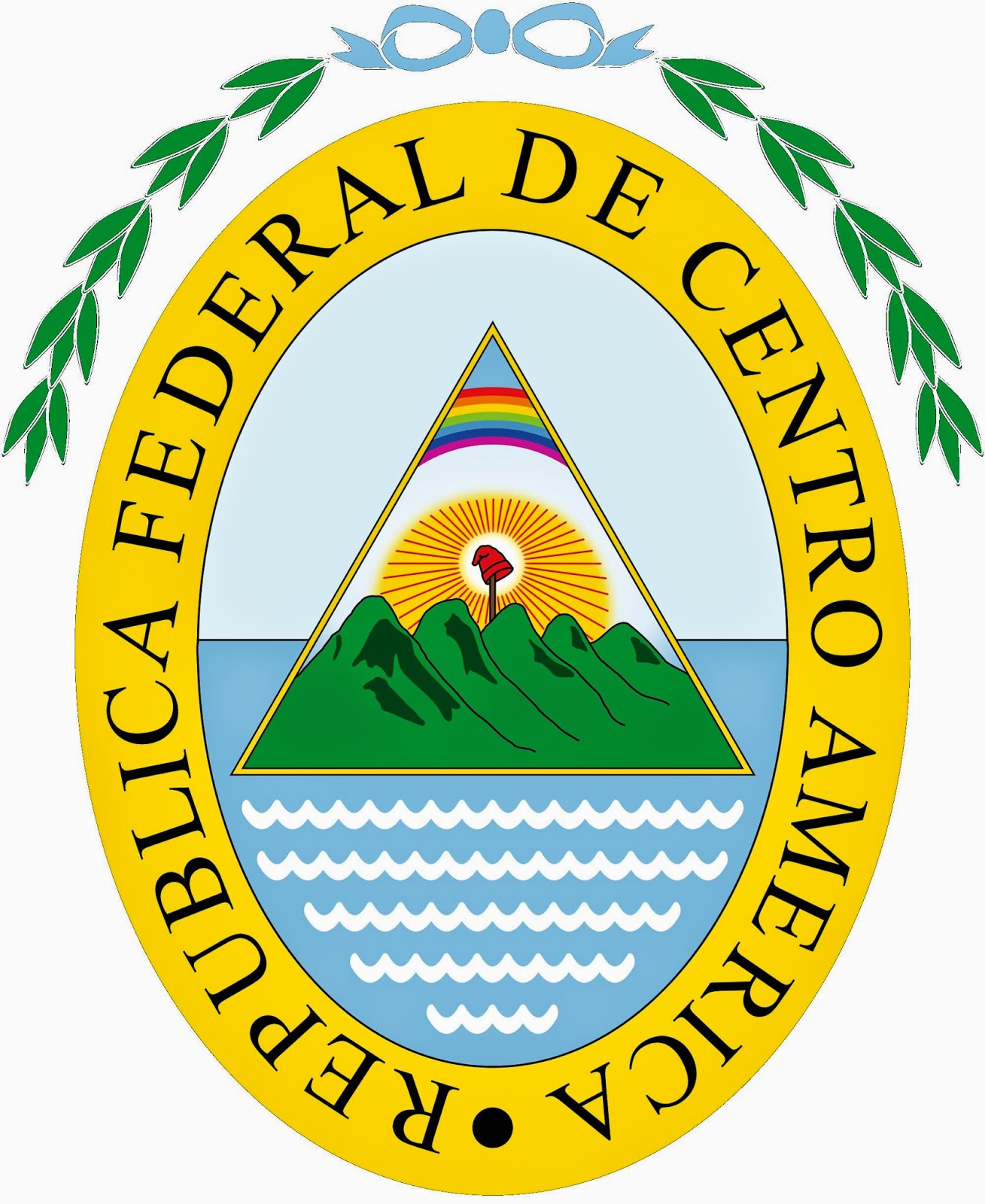 Bandera+Y+Escudo+De+Guatemala Escudo de la República Federal de Centroamérica (1825-1842)