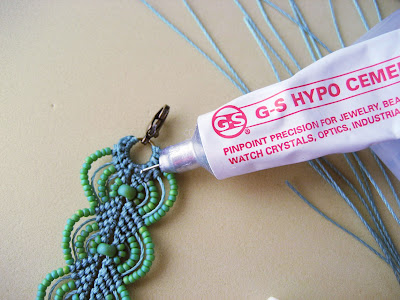 Hypo Cement is a great adhesive for holding knots.