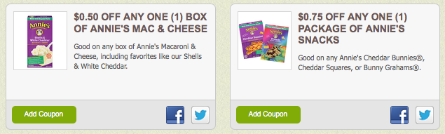 Annie's Homegrown Coupons: Mac & Cheese and Annie's Snacks