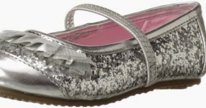 LAmour Toddler Girl Black Glitter Bow Strap Ballet Slipper Shoe