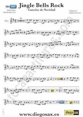 Tubescore Jingle Bells Rock sheet music for Oboe Christmas Carol Traditional Music Score