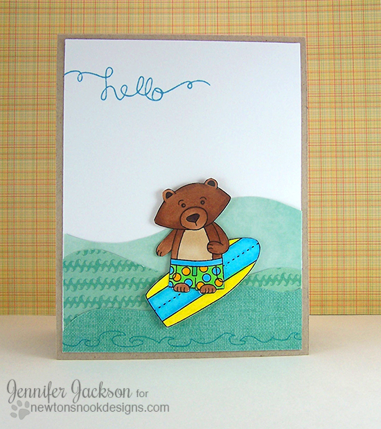 Surfing Bear Card by Jenifer Jackson using  Beach Party Stamp set | Newton's Nook Designs