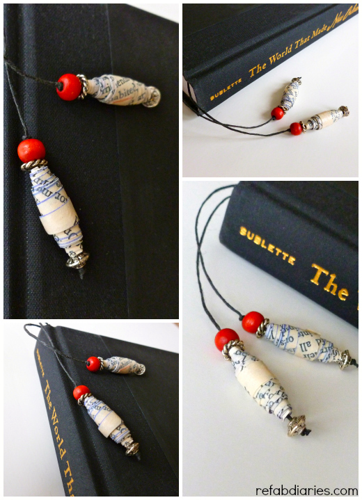 DIY Paperbead bookmark the ReFab Diaries