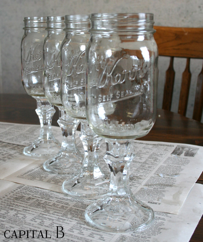 Capital B Mason Jar Wine Glasses Tutorial