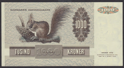 World paper money DKK Danish Krone banknotes notes bill