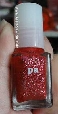 pa nail polish A81 red with glitters
