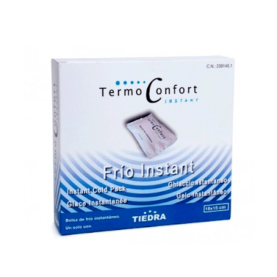 La bolsa de frío instantáneo TERMOCONFORT proporciona frío instantáneo, para reducir la inflamación y el dolor de golpes, esguinces, hematomas