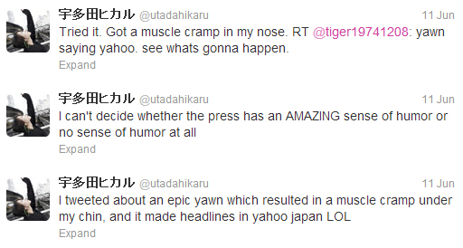Hikaru Utada's tweets | Yawns. Makes news