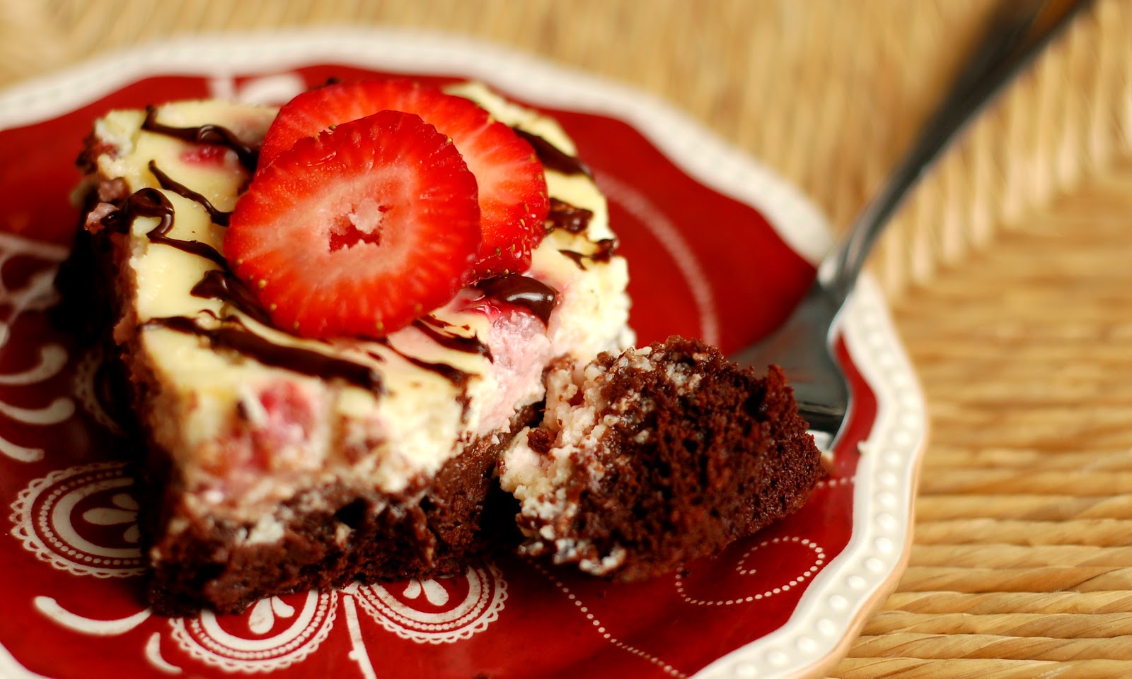 Dark Chocolate Drizzled Strawberry Cheesecake Brownies A Kitchen Addiction