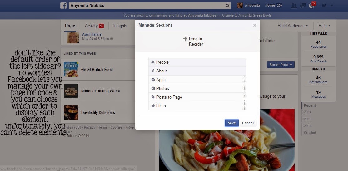 You can now customize the layout of some elements on the new Facebook page.