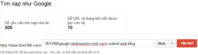 Google Webmasters Tool và cách Submit link bài viết Blog, Website
