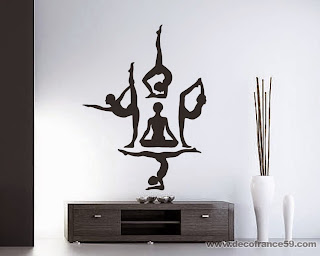 sticker mural de multiples poses de yoga pour une décoration japonaise 100% zen