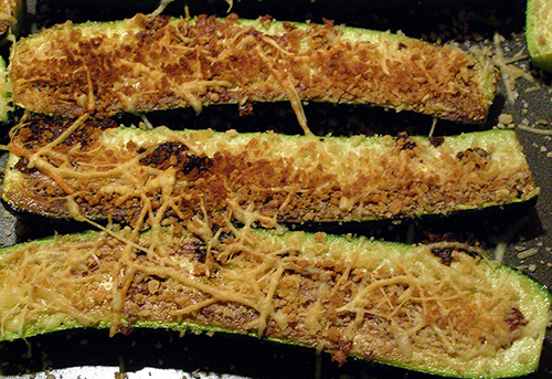 Closeup of Just-Broiled Parmesan Crusted Zucchini