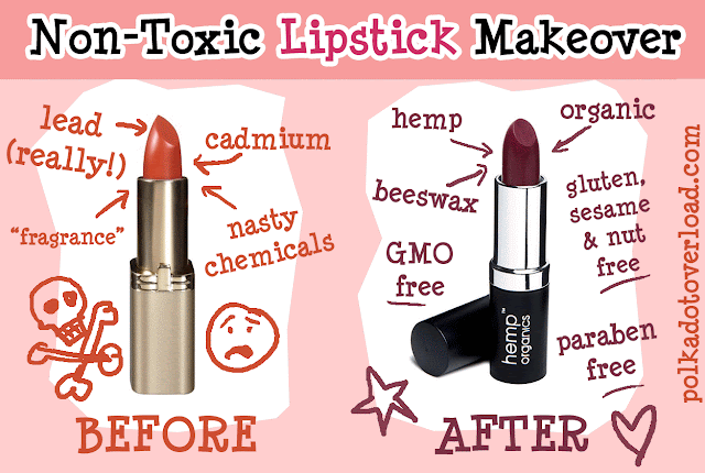 Polka Dot Overload: Non-Toxic Lipstick Makeover before and after