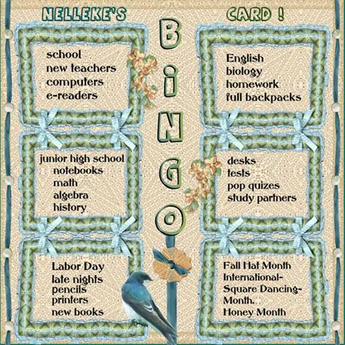 My sept 12 bingo card