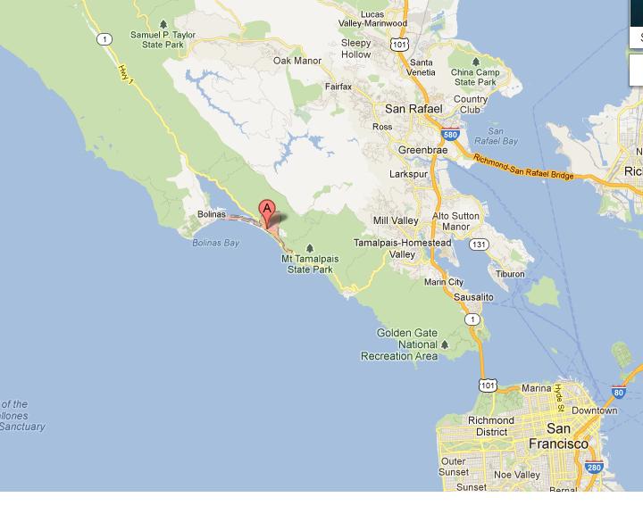 Shoreline Highway/Highway 1 and Stinson Beach (A) [Google Maps]