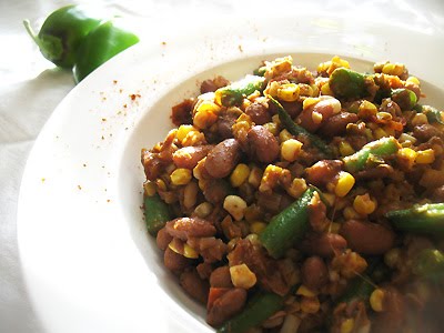 Chipotle Pinto and Green Bean Corn Succotash