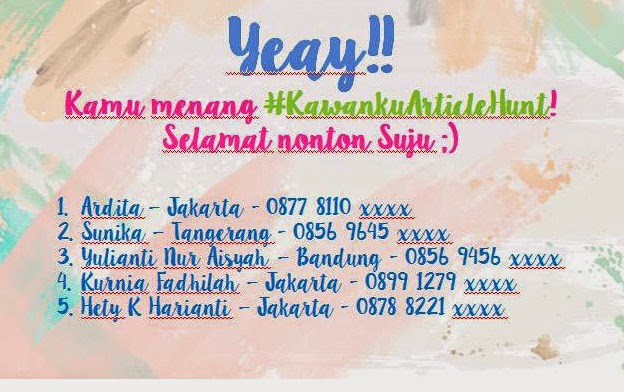 Pemenang Kawanku Article Hunt Berhadiah Tiket Suju SS6 Pemenang Kawanku Article Hunt Berhadiah Tiket Suju SS6