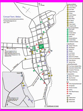 Corozal Town Map - Tourist Version