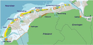 Actuele positie van schepen op de Waddenzee