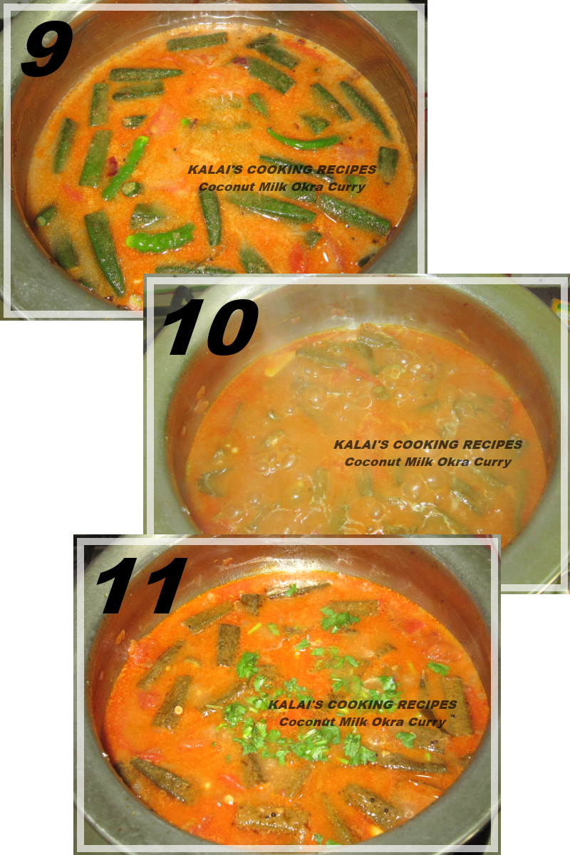 KALAI'S COOKING RECIPES Coconut Milk Okra Tamarind Curry தேங்காய்