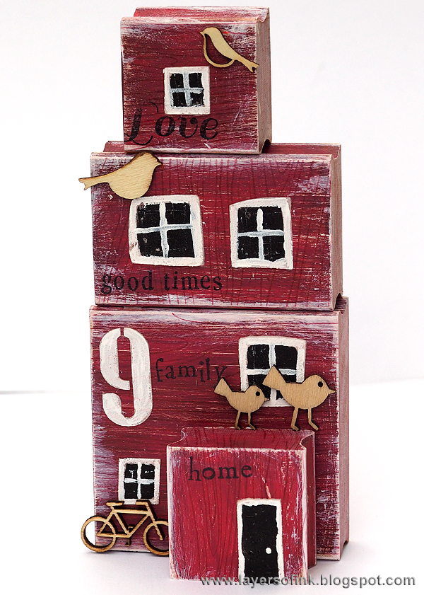 Layers of ink - Red Mixed Media House Tutorial by Anna-Karin