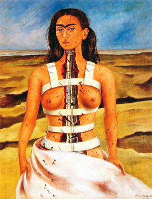Pintura de Frida Kahlo pintado em 1944, Coluna Rota Frida Kahlo autorretrato Coluna Rota
