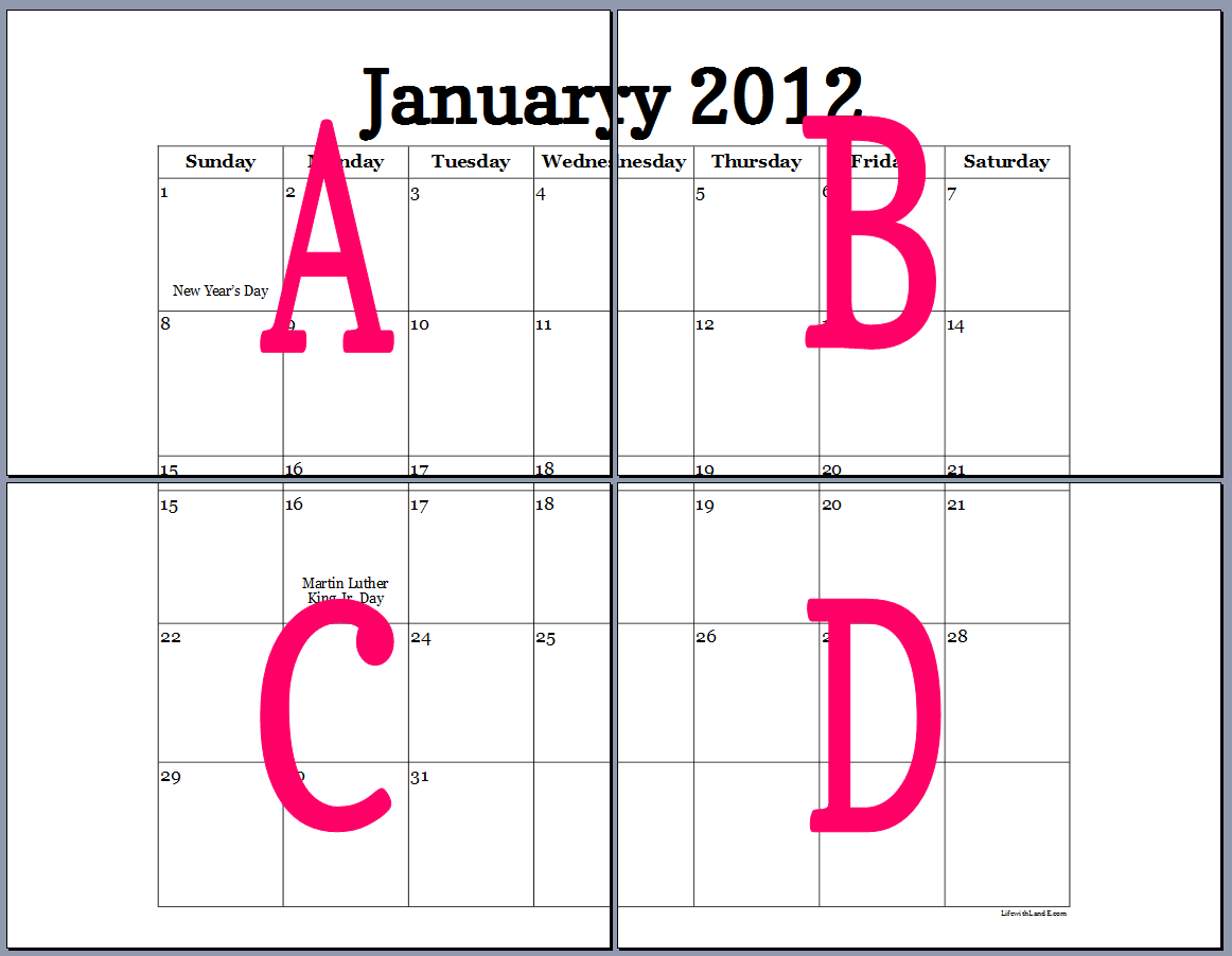 Life with Lucie & Ella Make Your Own 2012 Wall Calendar for FREE