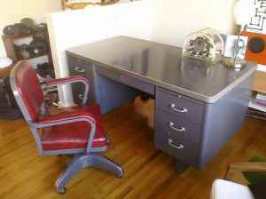 Take This Sofa Steel Tanker Desk With Matching Chair