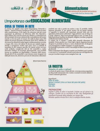 Giornalino della Coldiretti di Piacenza - Una mia ricetta adatta anche ai bambini!!! 