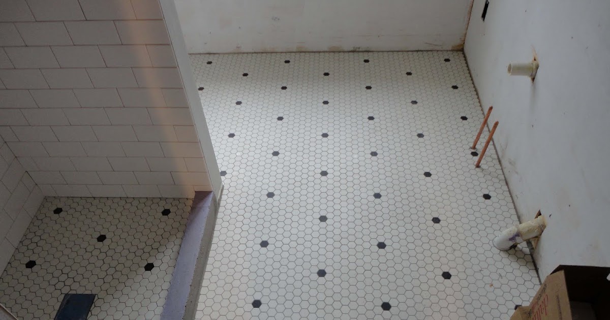 Corner of 9th and Paradise Hex Floor Grouted & Subway Tile