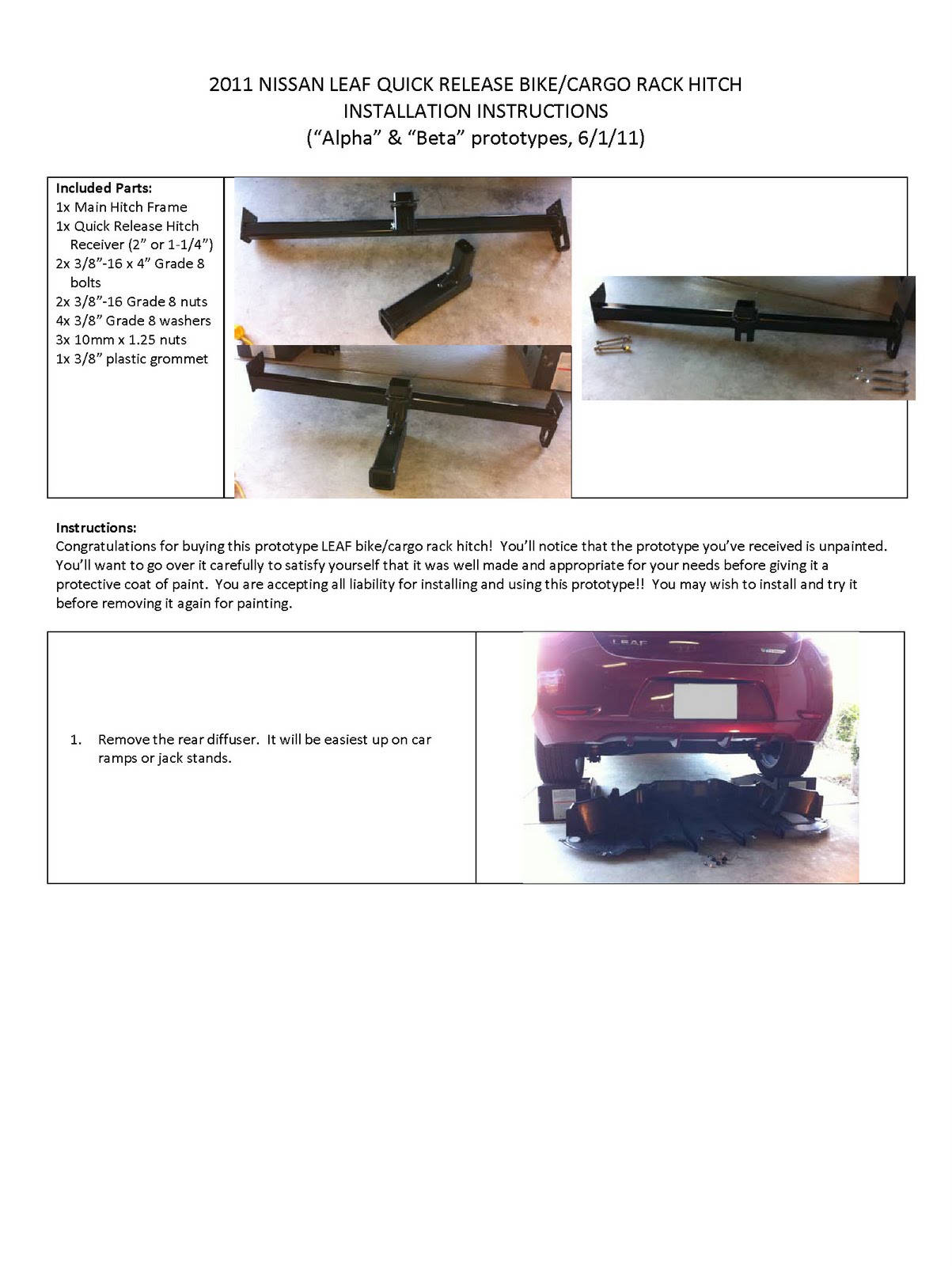 Nissan Leaf Related Nissan Leaf removable bike rack and