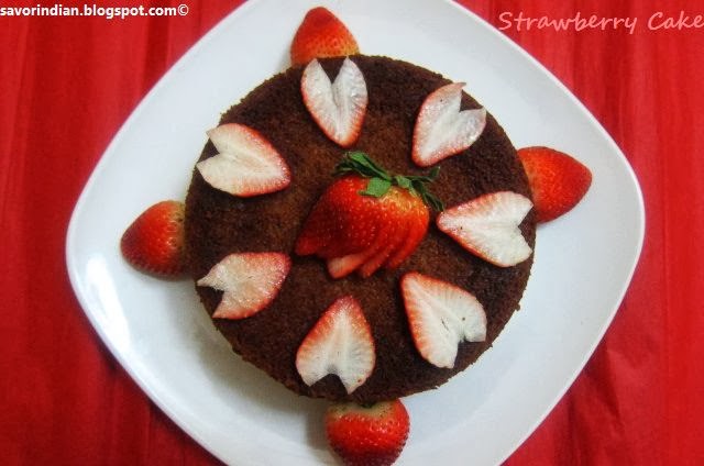 valentine day special - strawberry cake recipe /cake using fresh strawberries
