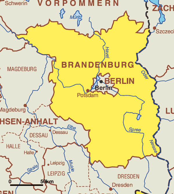 Brandenburgo Mapa de Ciudades Mapa de Alemania Ciudades