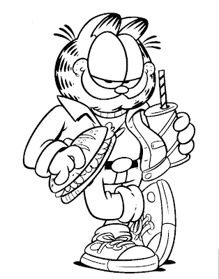 Garfield eating coloring pages<br />