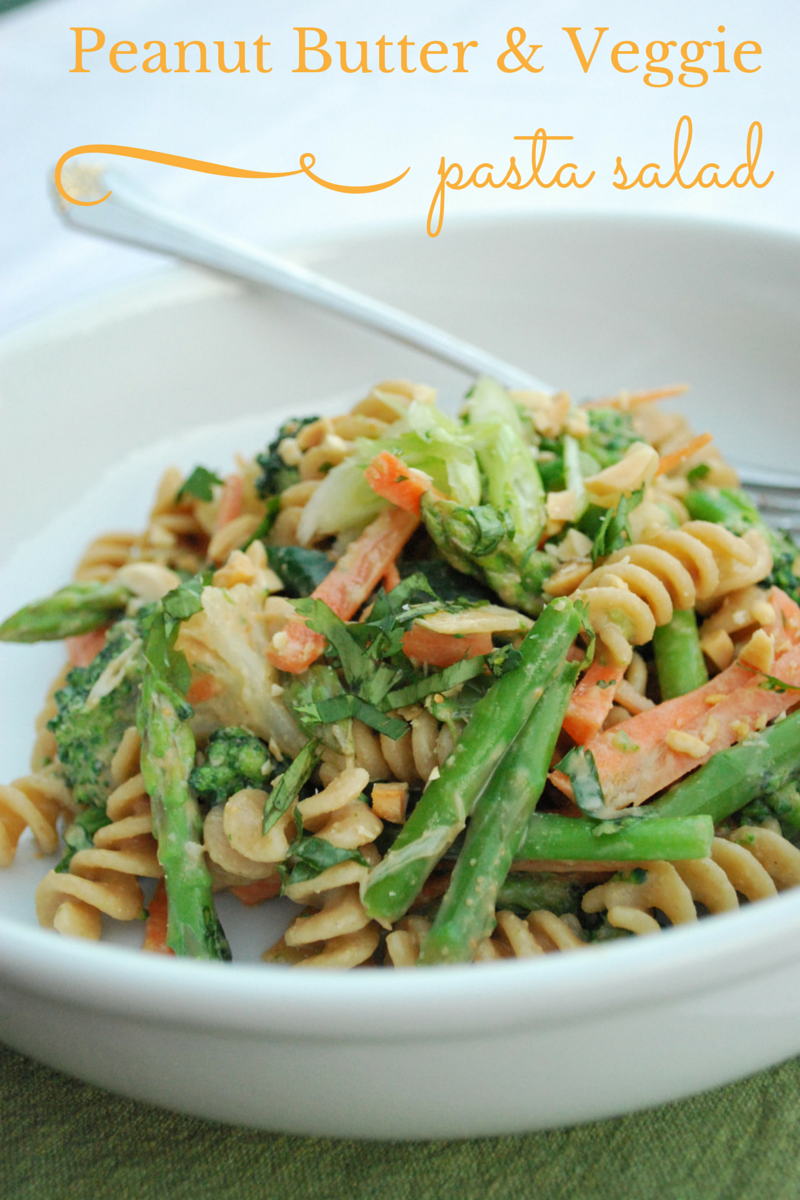 NourishRDs Peanut Butter Veggie Pasta Salad