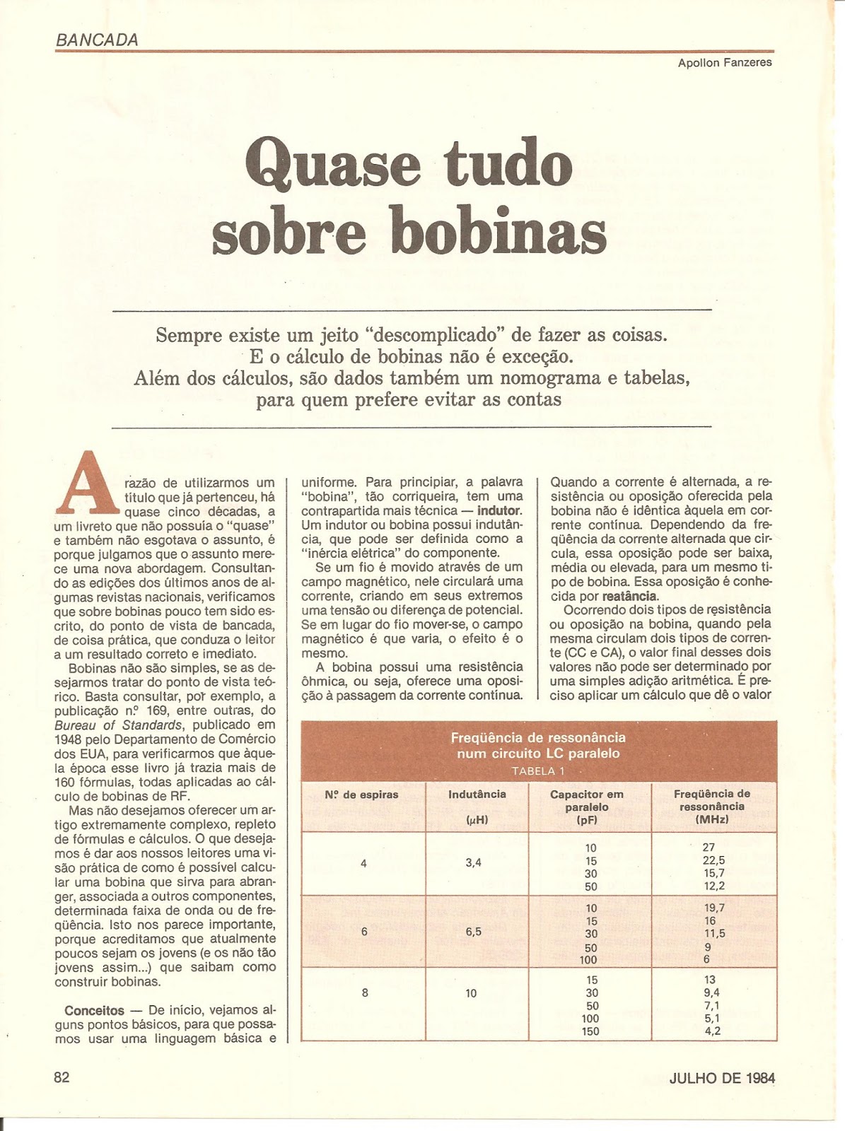 PY2QA QUASE TUDO SOBRE BOBINAS (aut. APOLLON FANZERES) REVISTA NOVA