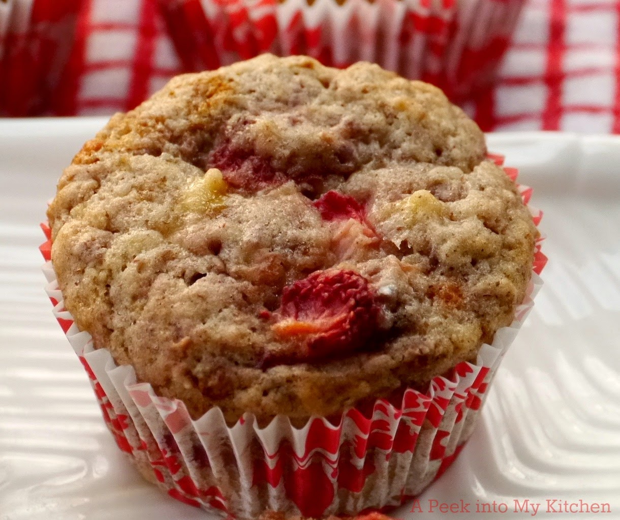 A Peek into My Kitchen Eggless Strawberry Banana Muffins