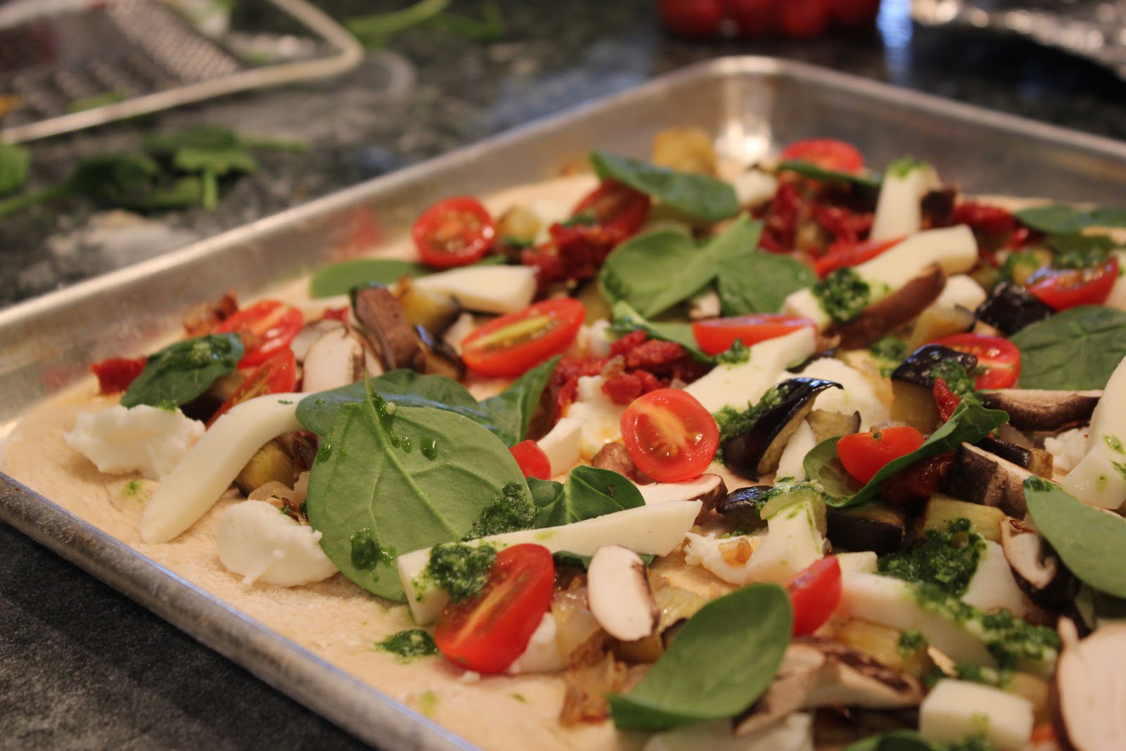 Thyme In Our Kitchen Olive Oil and Whole Wheat Flatbread with Veggies